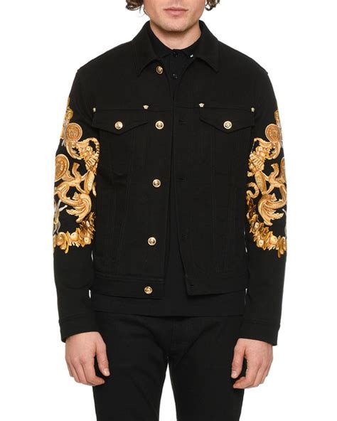 versace coat men|versace denim jacket men.